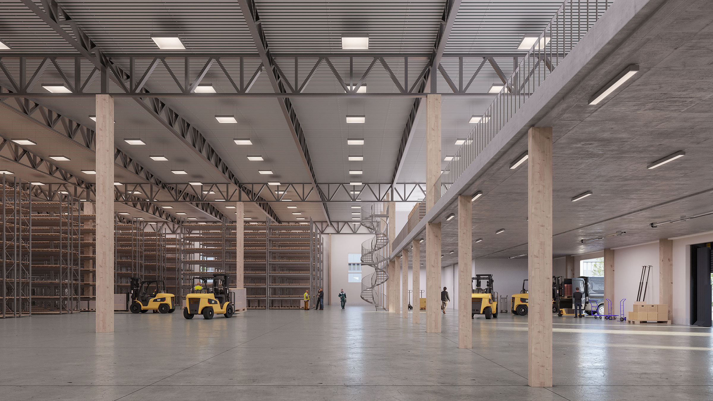 Visualisering av lagerhall i Logicor Park Backa